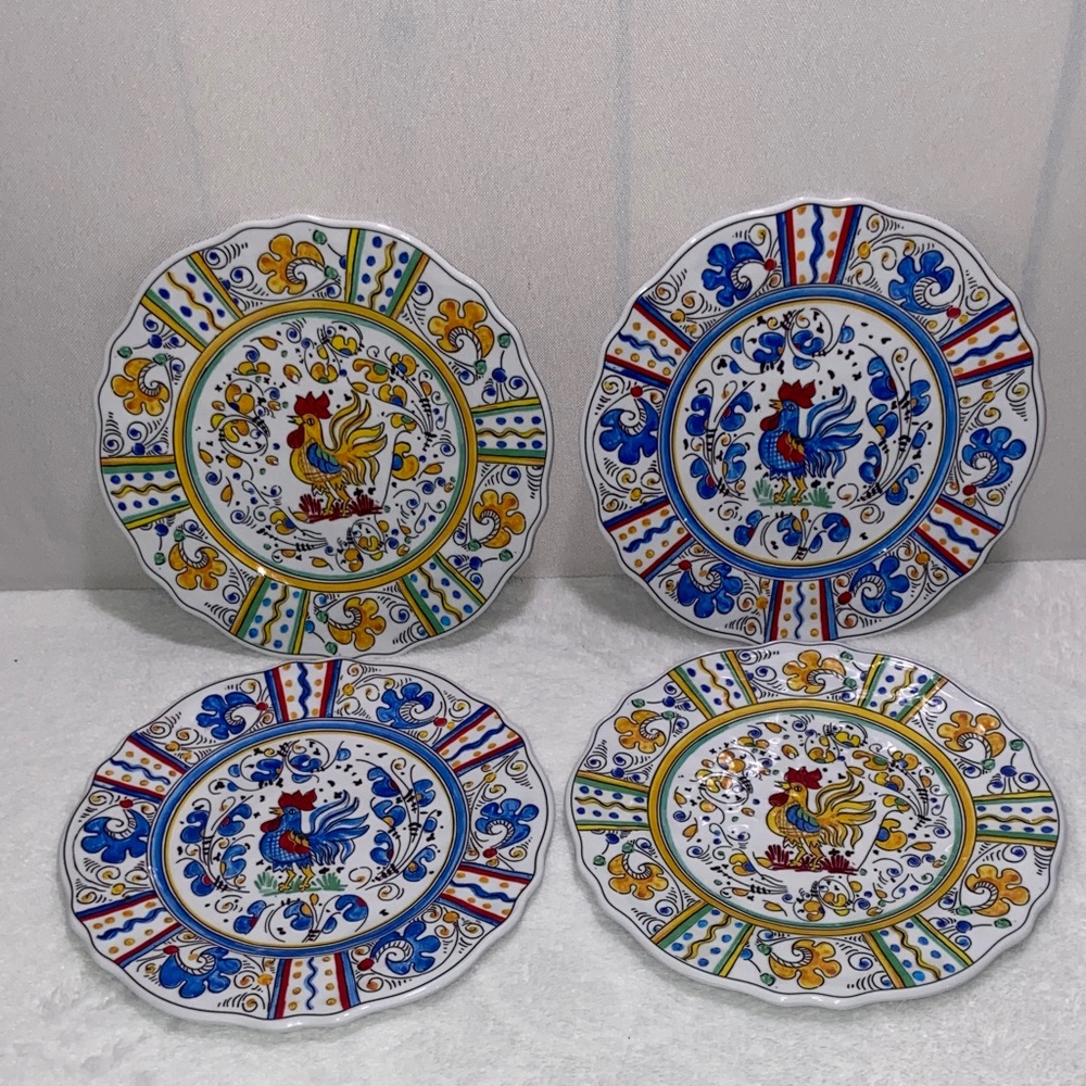 Le Cadeaux melamine rooster dessert plates set of 4